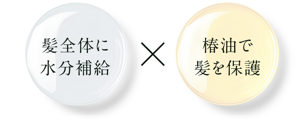 髪全体に水分補給×椿油で髪を保護