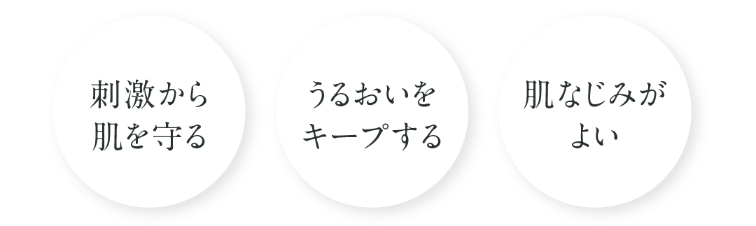 刺激から肌を守る、うるおいをキープする、肌なじみがよい